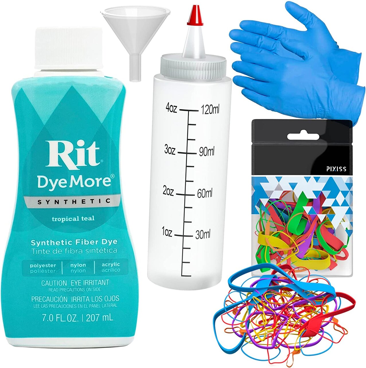 Synthetic Rit Dye More Liquid Fabric Dye Tropical Teal, Pixiss Rit Dye Accessories Kit